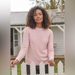NWT Woolovers Womens Lambswool Crew Neck Sweater Pale Pink Size XL